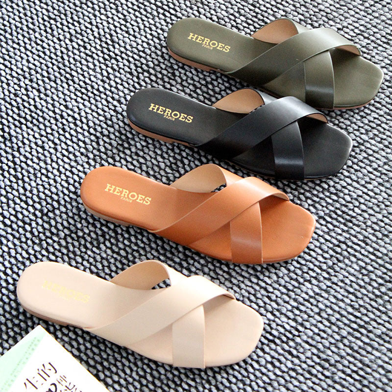 Wholesale flat sandals spot wholesale  women's candy color fashion casual beach slippers