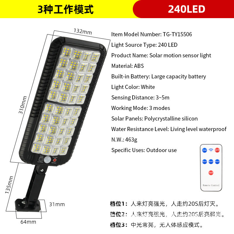 Cross-border new super bright outdoor waterproof solar human body induction multi-functional garden road lighting LED street light