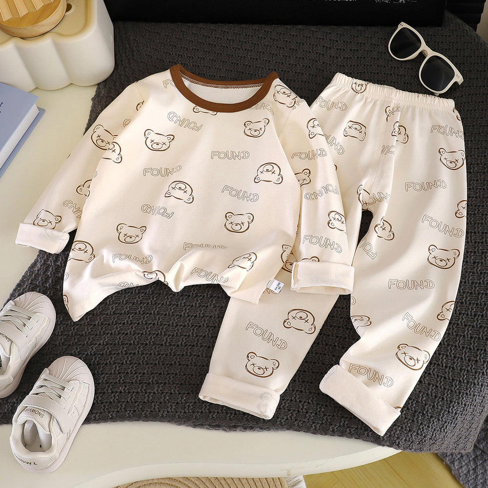 Autumn and winter kids' underwear set, baby lycra cotton thermal underwear, boys' and girls' base layer pajamas, loungewear, children's clothing