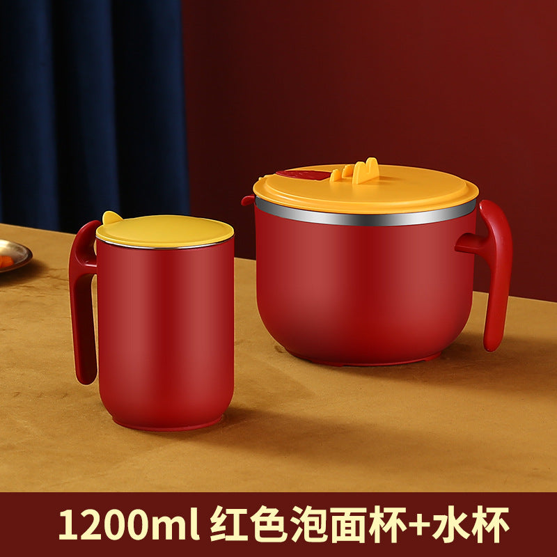 Instant noodle bowl, one piece of delivery mug set, stainless steel fast food bento box, instant noodle cup tableware creativity