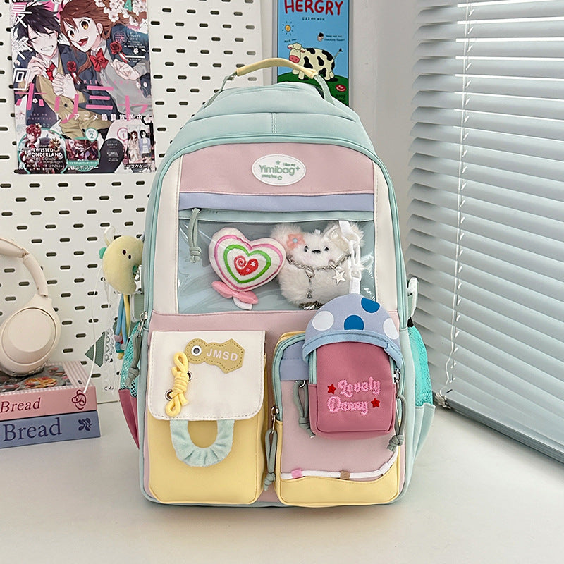 Cross-border high-value versatile large-capacity schoolbag female cute pain bag backpack junior high school girl high school student backpack