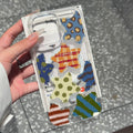 Doodle star polka dot iphone 17 case, apple 16 pro max magnetic shockproof transparent soft case 15