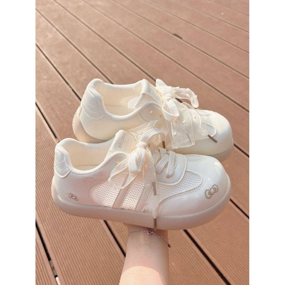 Summer breathable mesh white shoesgirlnew arrival look with skirt girl bread shoes easiest for matchcasual german training shoes