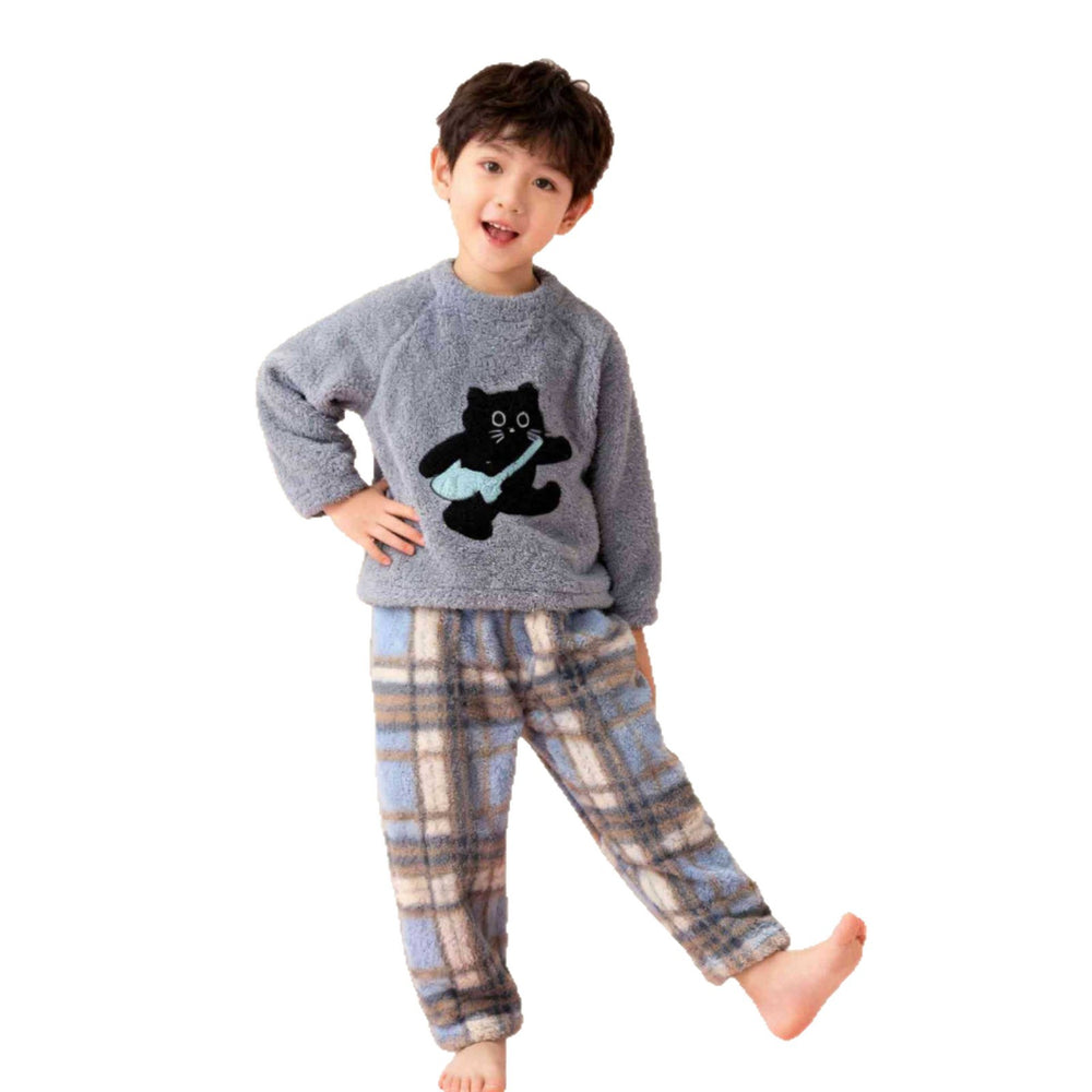【matching family set】autumn/winter boys' and girls' half-fleece thickened new style big kids' girls' loungewear winter collection
