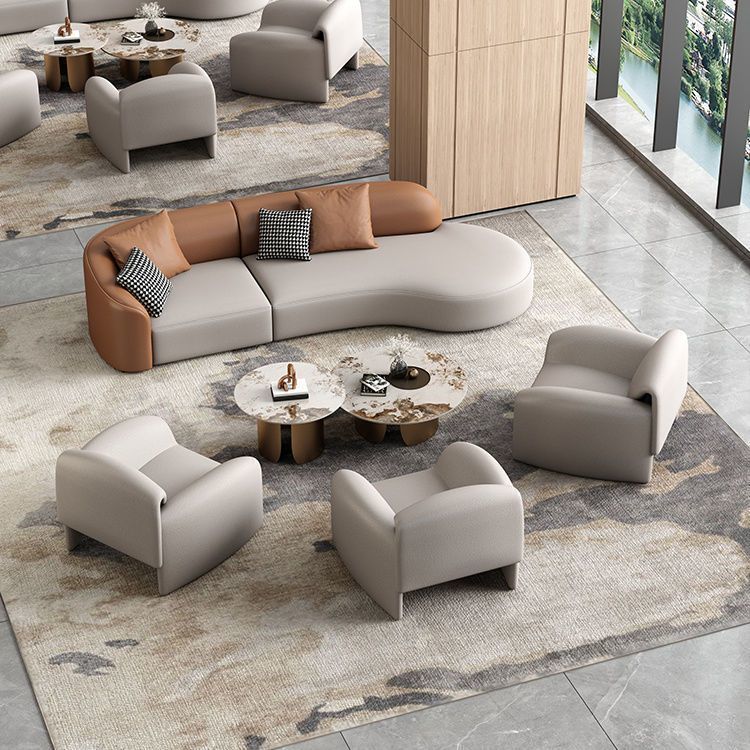 Hotel booth vip lounge sales office sofa leather sofa chair leather art combination genuine leather light luxury full genuine leather