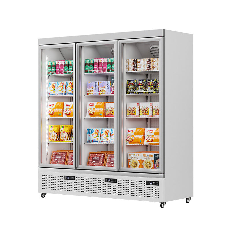 -22°c food freezer, air-cooled, independent door temperature control, commercial high-capacity ice cream display case for frozen treats