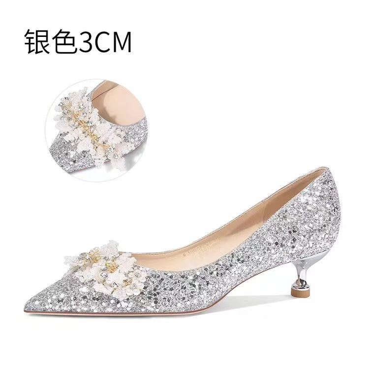 Wedding shoes for women with thick heels 2024 new arrival bridal shoes that are not tiring on the feet flats burgundy high heels xiuhe wedding dress two-wear