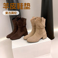 Sheepskin pleated pile thin short boots for women 2025new arrivalfall and winter maillard retro british boots