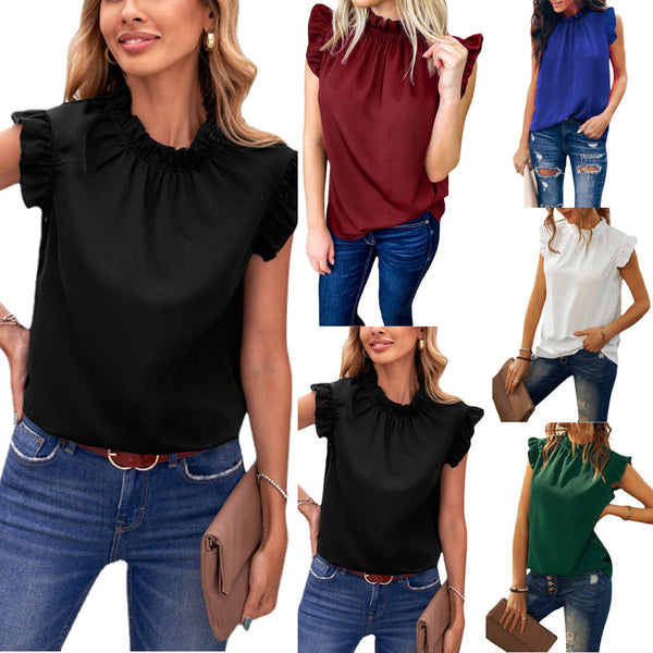 2025 Europe and the United States summer new solid color simple casual sleeveless top  Europe and the United States, women's