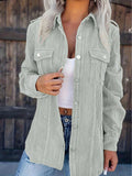 Amazon cross-border new fashion  independent station corduroy lapel washed shirt cardiganloosecasual