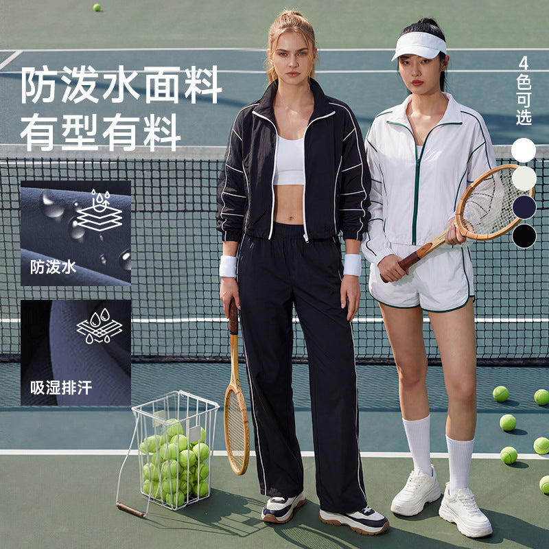New women's loose-fit training & fitness set: quick-dry tennis top, long-sleeve running & yoga jacket