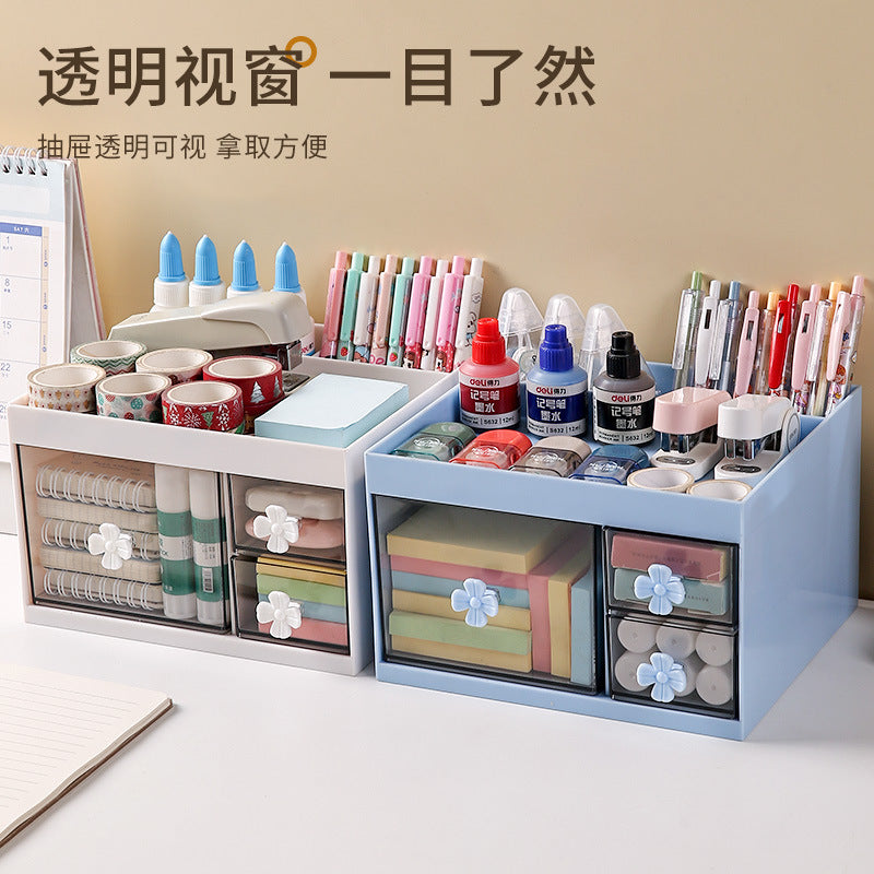 Multifunctional home cosmetics organizer - drawer style storage box, large capacity desktop organizer for student dorms and stationery