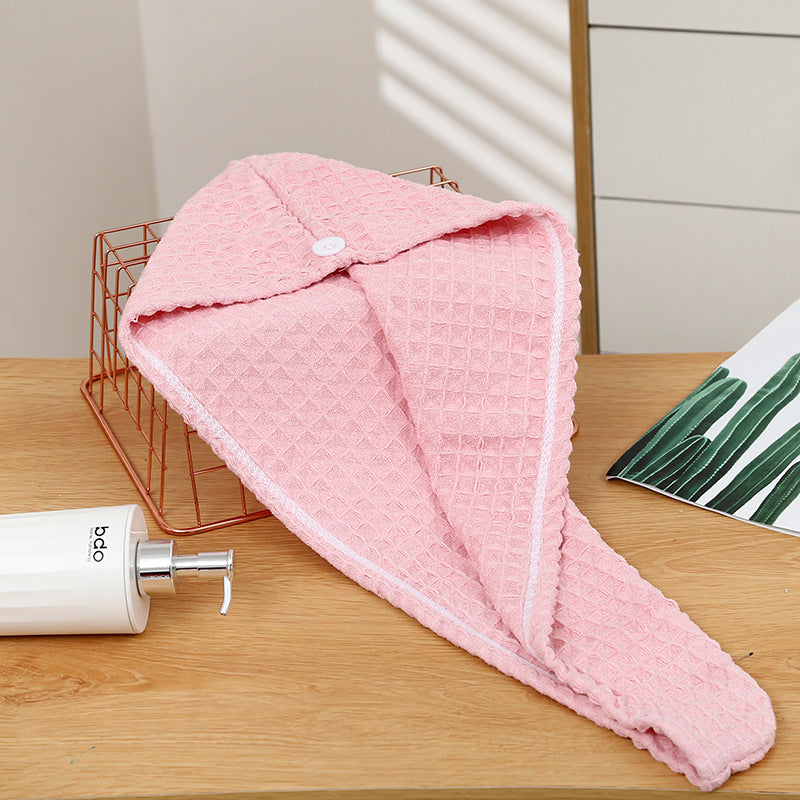 New arrival pineapple grids dry hair cap, thickened and absorbent, good women's headscarf towel, coral velvet shower cap