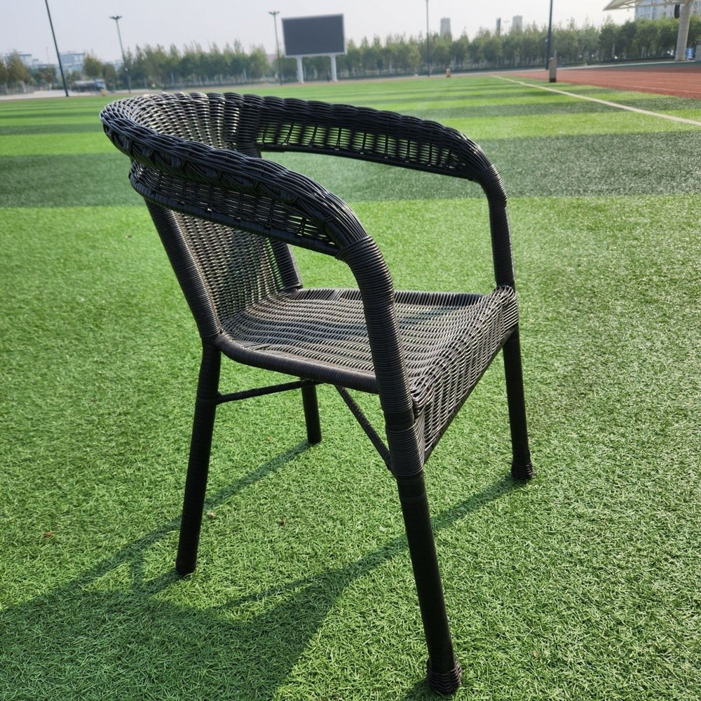 Balcony table and chair courtyard rattan chair three-piece outdoor chair rattan thickened elderly backrest casual outdoor table and chair