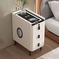 Ultra-narrow solid wood nightstand - modern minimalist, light luxury, multifunctional smart wireless charging bedside table for bedroom