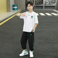 Boys' summer short-sleeve outfit: new  styles for older kids - trendy and stylish summer sportswear set for boys