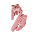 spring girls' casual three-piece set: pink hooded sweatshirt, high-neck tank top, letter print sweatshirt, and pants