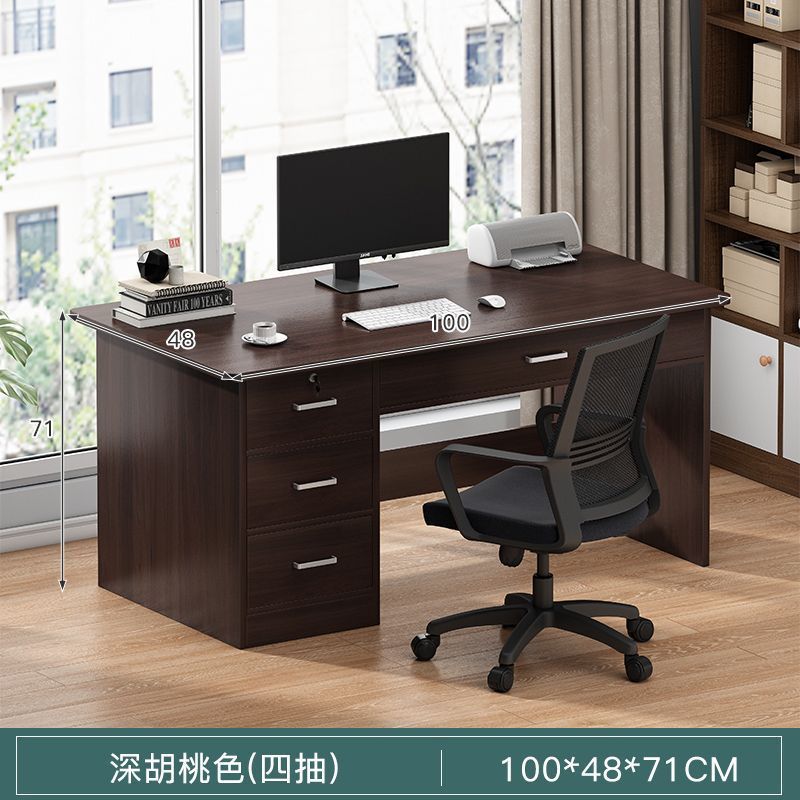 Computer desk set - modern minimalist home office desk and chair with drawer - single person office desk