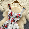 French sleeveless printed camisole dress - women's summer high-waisted slimming a-line maxi dress - chic and elegant