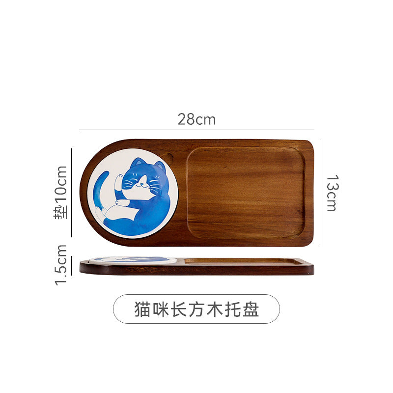 Scandinavianins solid wood creative breakfast tray cute cute cake dessert snack plate stylishclassy tea tray