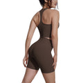 pure color double-sided brocade beautiful back tight-fitting breathable yoga suit training sports running fitness two-piece set for women