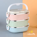 304 stainless steel multi-layer insulated lunch box, rectangular portable sealed meal container, student double-layer divided bento box