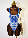 European and american style one-piece swimsuit - fresh print, bodycon, sexy open back - perfect for  cross-border e-commerce