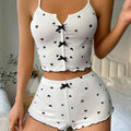 new arrival heart-shaped printingcontrast color home clothes front slit sexy pit strap pajamassuit