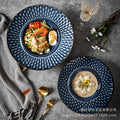 Japanese kiln-turned-beautiful western food plate, household polka dot creative tall spaghetti plate, soup plate, dessert plate