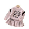 Girls' cardigan two-piece set - new  autumn pullover style - girls' preppy skirt set - children's sweater outfit