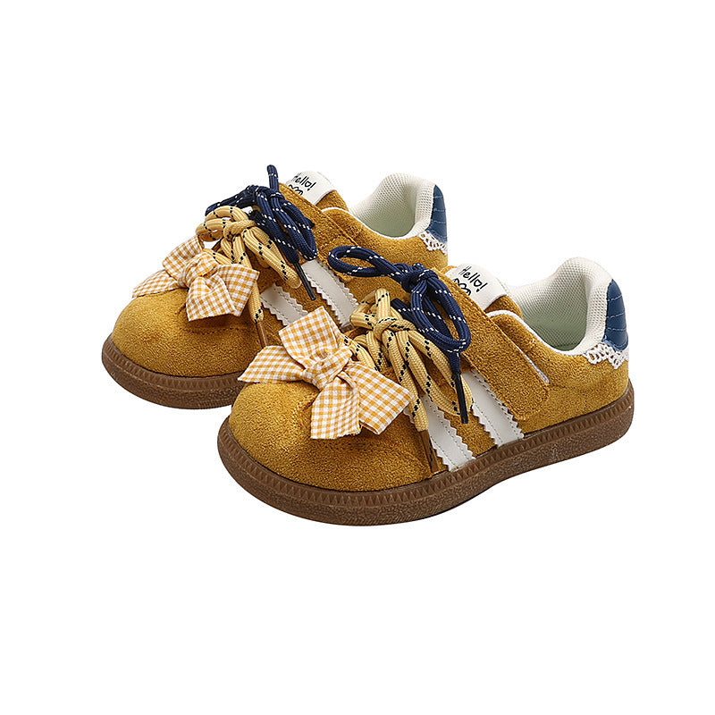 Vancahao kids' plaid bow german army trainers (gats) -  summer new korean style girls' sneakers & casual shoes