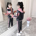 Girls' winter sweatshirt and pants set -  autumn/winter collection - new thickened three-piece outfit for older girls and children (includes vest)