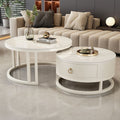 Rock slab coffee table living room for homecasual modern small apartment new arrivalaccessible luxury double-layer telescopic round side table tea table