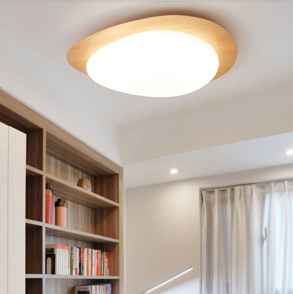 Nordic bedroom wrought iron ceiling lamp Japanese wabi-sabi wind pebble imitation wood grain warm room second bedroom study lamp
