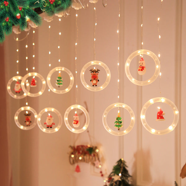 LED ring curtain light new Christmas decorative light copper wire curtain light window wedding arrangement lantern string