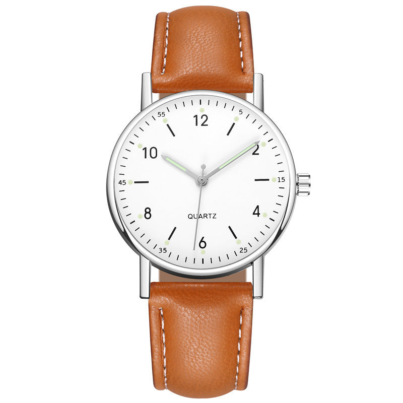 Factory direct luminous women's watch - minimalist digital leather strap quartz wristwatch - unisex casual watch for her