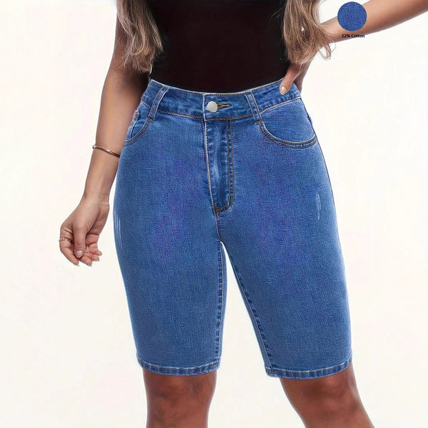 Denim shorts women's 2025 summer new high-waisted straight European and American casual three-point pants   pants