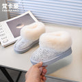 Vancahao girls' fur-lined snow boots -  winter new collection - kids' thickened, plush-lined cotton shoes with sequin ankle boots