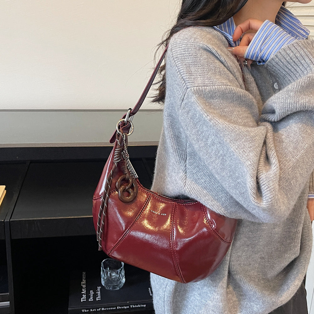 2025 new autumn/winter "maillard" style fashionable and versatile shoulder bag - commuter, niche design, crossbody bag, light luxury handbag