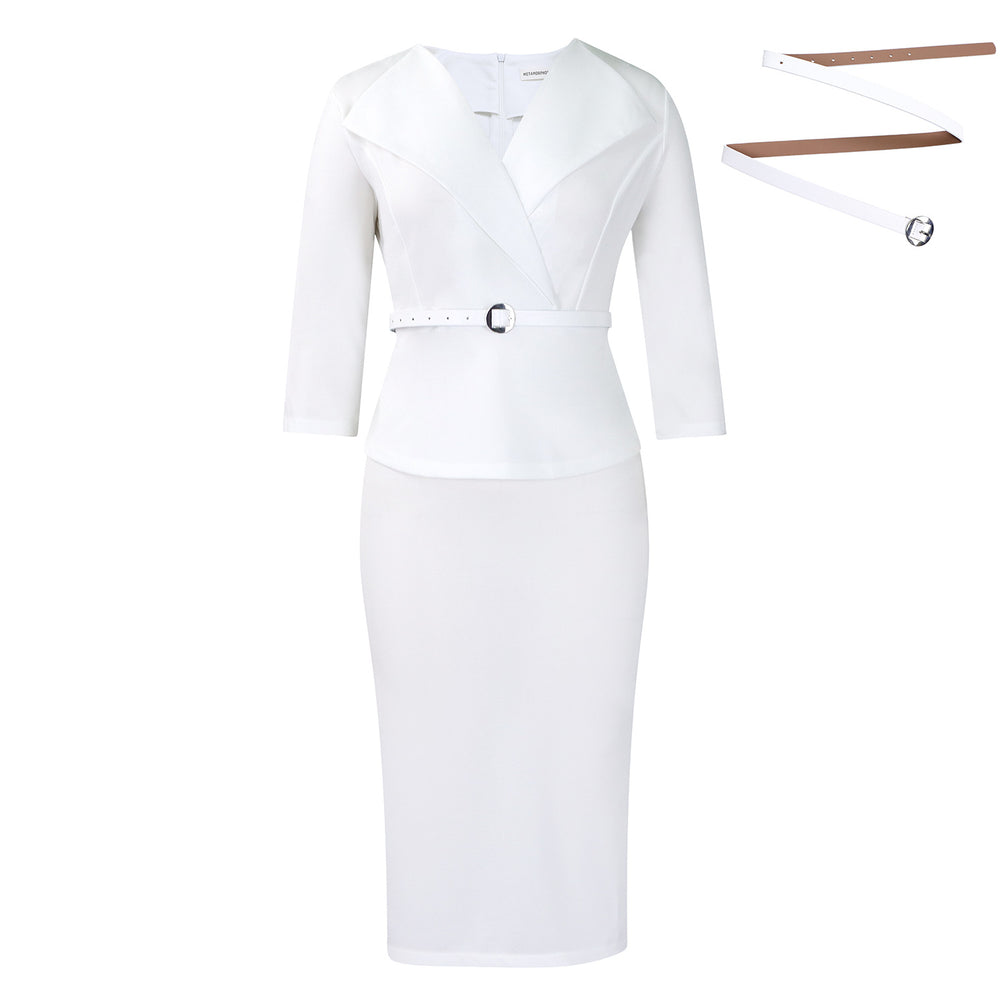 D542export african fashion big lapel waist ol elegant elegance hip cover pencil skirt cross-border dress