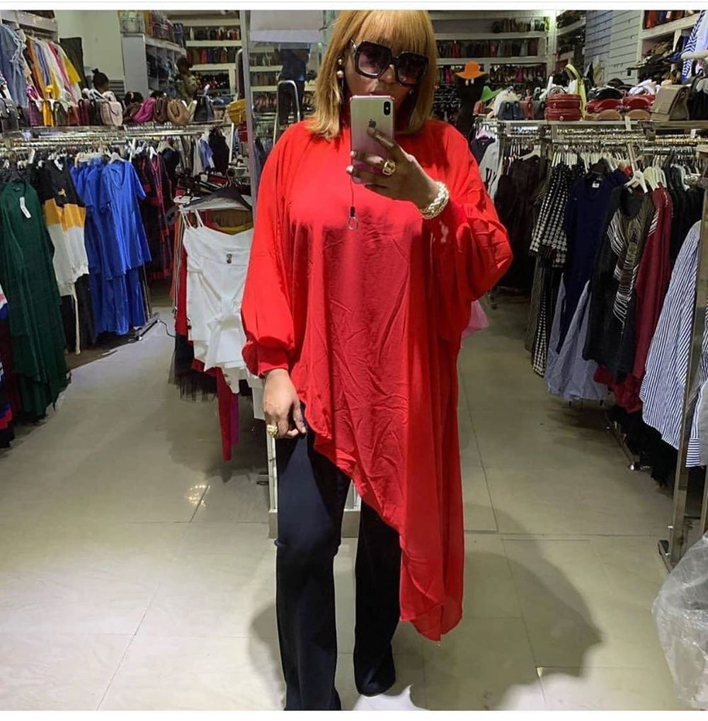 African women's clothing  fashion solid color plus size mother's dress irregular chiffon cross-border dress