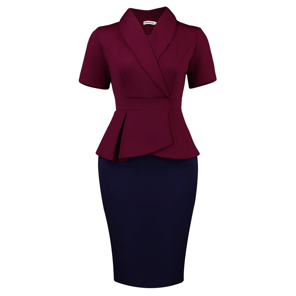 D3363 plus size women's clothing  new summer short sleeve ruffle trim elegant color block bodycon african dress