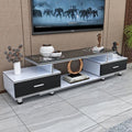 Tempered glass extendable tv stand & coffee table set - minimalist modern european style for small apartments - home living room tv cabinet