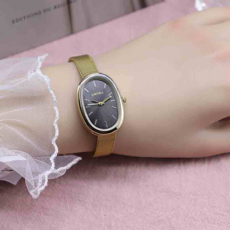 Ashinuo irregular dial chain hollow design high-end women's quartz watch wholesale live stream quartz watch
