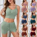 European and american fashion women's loungewear casual pajamas lace trim cami shorts sexy hot girl outfit