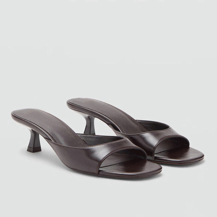 Women's foreign trade sandals - summer  collection: low-cut mules, stiletto heels, open-toe slides for women's outdoor wear