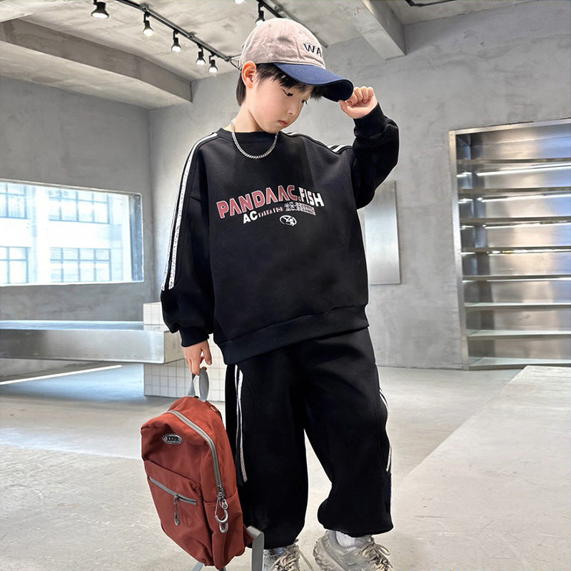 Trendy and edgy boys' two-piece outfit for teens, new spring/autumn  collection, long-sleeved athletic set for students