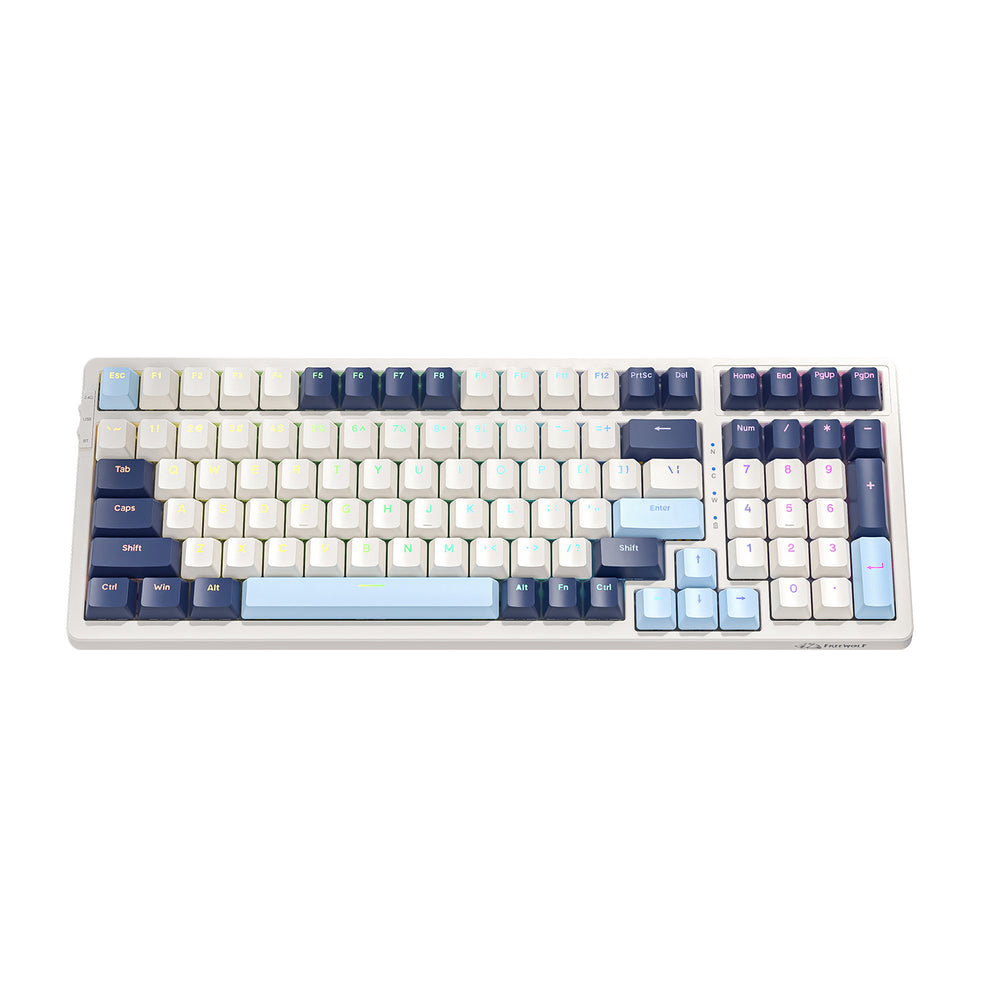 K8 mechanical keyboard - wired, wireless, bluetooth tri-mode - hot-swappable - mixed lighting - colorful keycaps - gaming, pc, office
