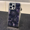 Night rose silver edge epoxy case for iphone 17, drop-proof phone case, apple 16 pro max protective cover, 15