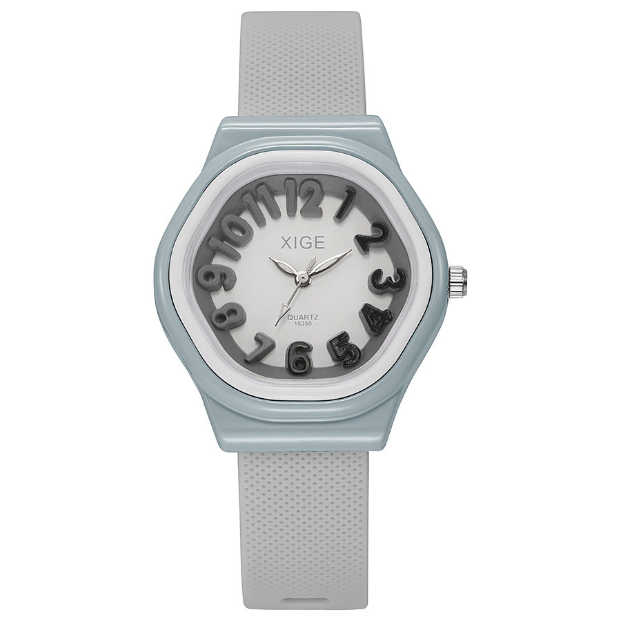 New candy-colored silicone strap waterproof women's watch student watch dopamine color block quartz watch - wholesale from manufacturer